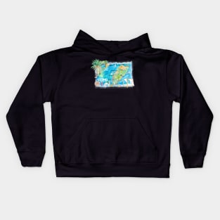 Cozumel_Quintana_Roo_Mexico_Illustrated_Travel_Map_with_Roads_and_HighlightsXS Kids Hoodie